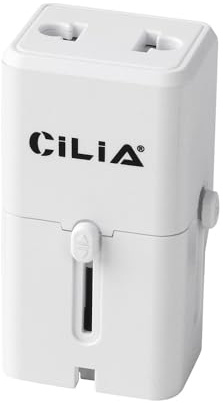 CILIA Adattatore Universale da Viaggio, Presa Internazionale per 150+ Paesi con Spine US/UK/EU/AUS, Adattatore Corrente Compatto per America, Inghilterra, Giappone, Accessori Viaggio (Bianco) - 1PC