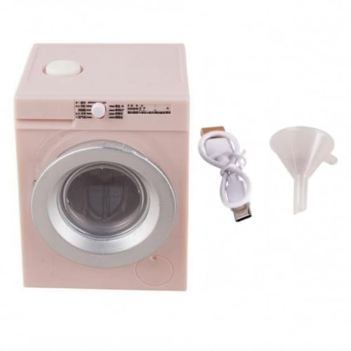Folpus Mini Lave-Linge Miniature Machine à Laver Électroménager de Maison de Poupée Appareil de Lessive à Tambour Tournant avec Porte Avant Ouvrante et, Pink