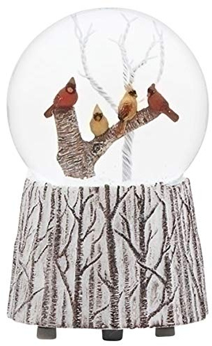 Cardinals on a Branch Water Globe