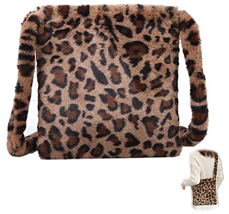 Damen Plüsch Taschen Leopardenmuster Tasche Plüsch Flauschige Damen Handtasche Leoparden Schultertasche Flauschige Winter Schultertasche Leopard Umhängetasche Für Mädchen Schule Arbeit Reisen