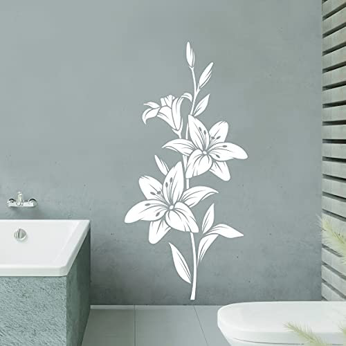 tjapalo® vr11 Flur Wandtattoo Blumenranke weiß Dekoration Wandaufkleber Ranke Wandtattoo Wohnzimmer pflanzen und Gräser Wandtattoo pflanzen, Farbe: braun (kaffee), Größe: H100xB44cm