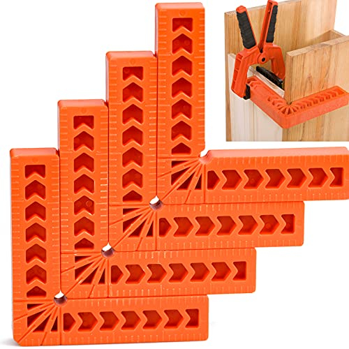 Wandefol 4pcs Positioning Squares, 90 Degree Corner Clamp, 4 Right Angle Clamps, Woodworking Tools for Picture Frames, Boxes, Cabinets or Drawers, Carpenter Square Tool