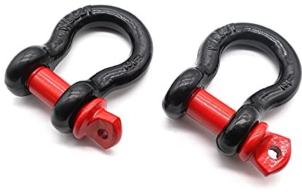 Jamiikury 2 grilletes de Anillo en D de 1/2 Pulgada de 12 toneladas (26.5 Libras) máxima Resistencia a la Rotura con Pin de 5/8 Pulgadas para recuperación de vehículos Todoterreno