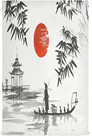 Mnsruu Japanese Bamboo Sun Mountain Kitchen Towels Dish Bar Tea Towel Dishcloths 1 Pack Super Absorbent Soft 71 x 46 cm(18 x 28 inches)