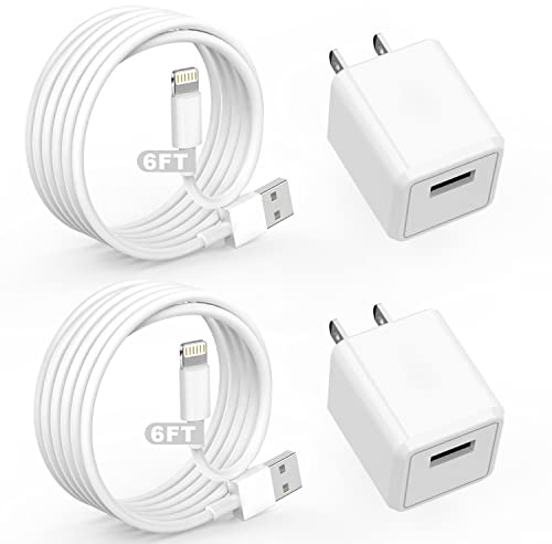 iPhone Charger,Cube iPhone Charger Travel 2Pack 6FT Lightning Cable Cord Quick Fast Charging Cord USB Wall Chargers Travel Plug Adapter for iPhone14/13/12/11/10/X/8 Plus/XR/XS Max/7/SE/iPad,Airpods