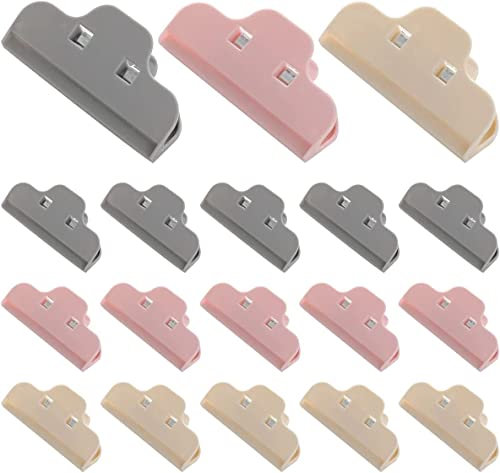 Norhogo 18 stycken förslutningsklämmor för flera ändamål, påsar, färgglada plastlivsmedelsklämmor, stängningsklämmor, plast, förslutning, påsar, klämmor för väskor, påsar för mat och snacks förvaring