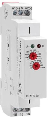 Jadeshay Relé de Tiempo de Retardo GRT8-b1 Mini Relé deTiempo de Retardo de Apagado Tipo riel DIN, con Indicador LED, para Proyectos Electrónicos Industriales, CA/CC 12 V ~ 240 V