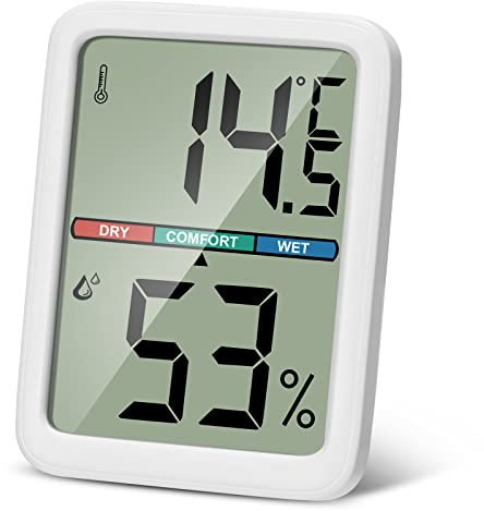 PAIRIER Digitales Thermometer Hygrometer Innen mit LCD Bildschirm | Tragbar, Hohe Genauigkeit, Raumthermometer, Temperatur und Luftfeuchtigkeitsmesser, Geeignet für Gewächshaus und Startseite