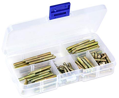 Vis à Double extrémité, 110pcs M4 Vis à Goujon, Connecteur de Meubles à Bois Vis à Double extrémité Zinguée Vis Autotaraudeuse à Filetage, Vis à Bois