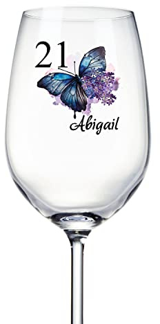 Personalised 21st Birthday Butterfly Wine Glass Gift For Her