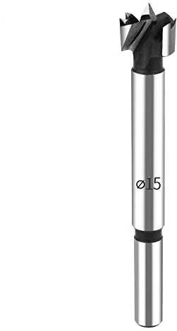 HPHOPE 15mm Forstner Bit, Forstner Drill Bit 15mm for Wood, Round Shank Drill | Clean Flat-Bottom Holes, Precision Center Spur, Fast Chip Removal, for Hardwood, Softwood & Plywood
