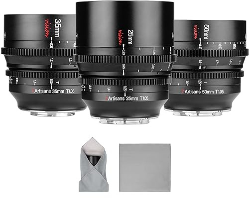 7artisans Obiettivo APS-C Cine con apertura grande T1.05 da 25 mm/35 mm/50 mm, compatibile con Fuji X Mount