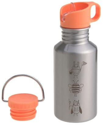 LÄSSIG Kinder Trinkflasche Edelstahl 500 ml Orange Nature | Für Kindergarten und Schule, robust, bruchsicher, auslaufsicher, BPA-frei