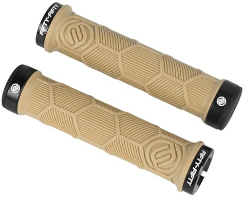 FIFTY-FIFTY MTB Griffe, Fahrradgriffe Mountainbike aus rutschfestem Gummi, Double Lock-on Fahrrad Griffe/lenkergriffe, für All-Mountain, Enduro, Downhill, E-Bike, Cross-Country (Sandsturm)