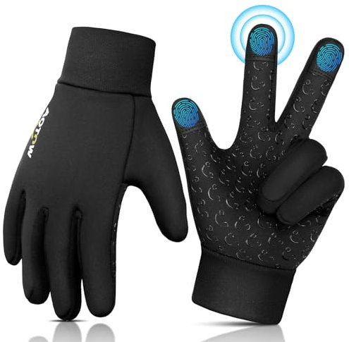 AOTOW Kinder Handschuhe Winter Thermo Laufhandschuhe - Touchscreen Fahrradhandschuhe Warm Kinderhandschuhe Winddichte Warme Fahrrad Handschuh Softshell Reithandschuhe für 4-12 Jahre Kind Jung