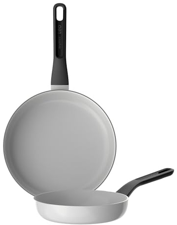 Berghoff Leo Glints Keramik-Pfannen Set mit 2 Antihaft-Bratpfannen aus recyceltem Aluminium CeraGreen | ungiftige Beschichtung | Kalter Griff | Induktionspfanne Spirit