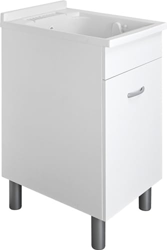 Jo-Bagno.it Mobile lavatoio L 45 P 60 ATHENA con pilozzo in resina incasso asse di lavaggio e sifone resistente ad acqua e umidità (45 x 60)