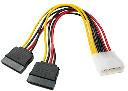 System-S SATA Y Kabel 20 cm 2X 15Pin Buchse zu IDE 4Pin Molex Buchse Adapter für Festplatte Laufwerke