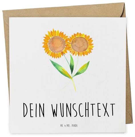 Mr. & Mrs. Panda Personalisierte Karte Blume Sonnenblume - Geschenke, Grußkarte, Postkarte personalisiert, Freundin, Zusammen, Karten, Beste, Best Friends, Garten, Vertrauen