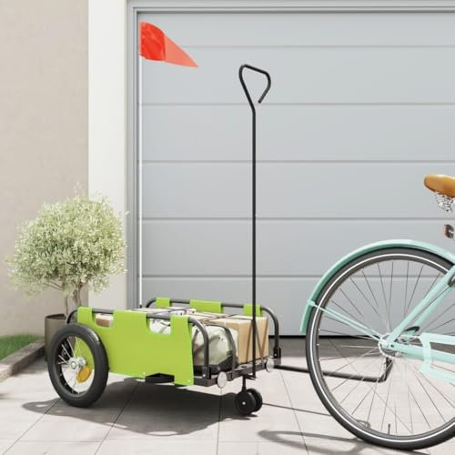 LAPOOH Fahrradanhänger Grün Oxford-Gewebe und Eisen, Fahrrad Anhänger, Lastenanhänger, Handwagen, Fahrrad-lastenanhänger, Lastenfahrrad - 94186