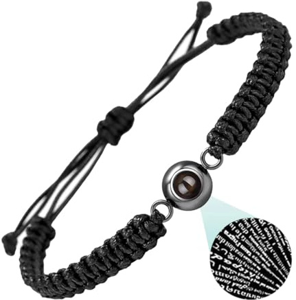 Personalisiertes Projektions-Armband für Junge - Ich Liebe Dich in 100 Sprachen - Geschenk für Freundin, Mama, Papa, Paare zum Geburtstag