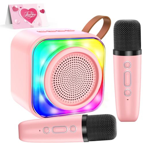 Microphone Karaoké Enfant sans Fil 2 Micros - Jouet Musical avec Effets Lumière, Cadeau Fille 3-12 Ans (Anniversaire/Noël) - Compatible Bluetooth