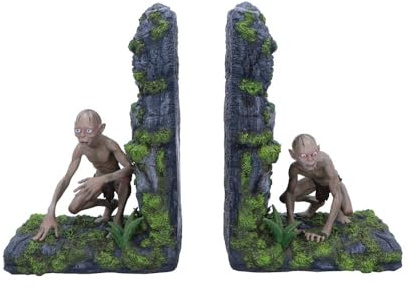 Nemesis Now Herr der Ringe Gollum & Smeagol Buchstützen, ikonische Tolkien-Figuren-Skulpturen, Mittelerde, Heimdekoration, offizielles Sammlerstück