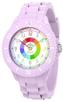 WeaxiTex Orologio per bambini,Orologio per bambini per ragazzi e ragazze,orologio da polso educativo per bambini,orologio analogico con lunetta girevole,facile da imparare a leggere
