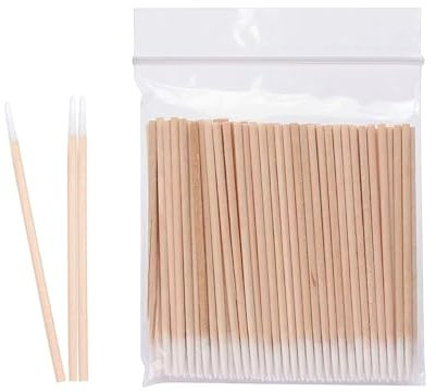 100 Pcs Pointed Cotton Buds,Wood Bamboo Thin Cotton Swabs Ear Buds Pointed Tip Orange Sticks,Clean Applicator for Eyebrow Tattoo Beauty Make-Up Color Nail Seam Dedicated Dirty Picking,Comfort Light