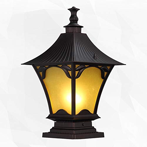Lámpara de pie para Exterior, Lámpara de Columna Valla Cuadrada Negra Estigma Bolardo Luminarias Decoración de jardín al Aire Libre Luz de Pilar Decki