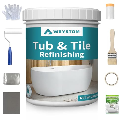 Revolutionary Tub and Tile Paint Kit — Semi-Matte White DIY Solution for Bathtubs, Tiles, Sinks, and Countertops — Eco-Friendly, Odorless, and No-Peel (White, 35 FL Oz)