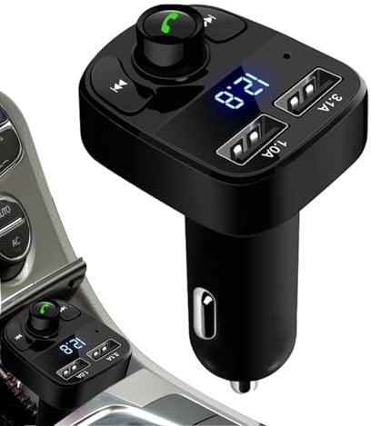 Voiture, Transmetteur FM Lecteur MP3 Adaptateur Radio sans Fil Kit, Émetteur FM Voiture Chargeur pour Appel Mains Libres avec 2 USB Port, pour Les Voitures, Les VUS, VR