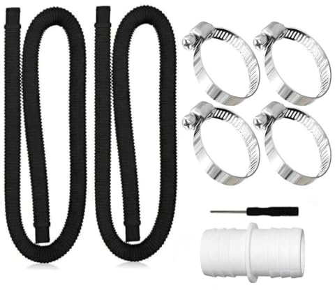 TUIBEIDAMAI Poolschlauch 32mm für Poolpumpen,2 Stück Schlauch pool 150cm mit 4 Stück Sicherungsclip Und 1 Stück schlauchverbinder, Schwimmbadschlauch 32mm,Für Filterpumpe und Schwimmbad