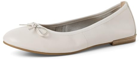 MARCO TOZZI Femmes Ballerines Semelle intérieure Feel Me Moelleuse Cuir Doublure intérieure Douce Tendance, Blanc (White), 37 EU