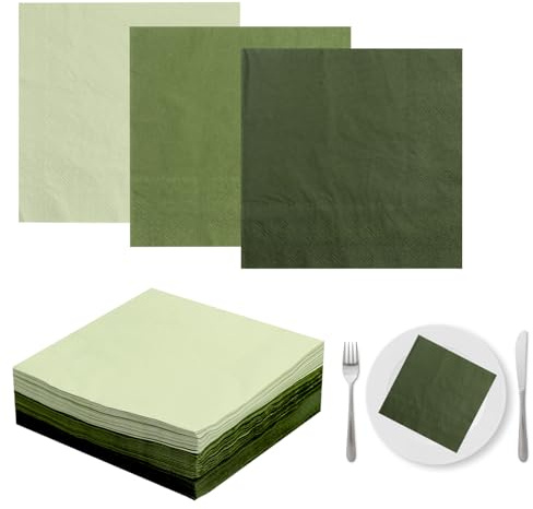 60 Stück Servietten Grün, 33 x 33 cm Servietten Salbeigrün ErhäLtlich In Drei Farben, Serviettens Eukalyptus Grün, Zur Verwendung Bei Geburtstagsfeiern, Hochzeiten, Gartenpartys und Familienfeiern