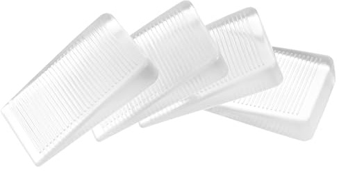 4 Pack Door Stop Rubber, Wedge Thin Door Stoppers for Bottom of Doors Clear Non-Scratching Doorstops Sturdy Stackable Doors Stops for Home Office School