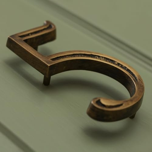Floatinig House Number | 5 inch Modern Door Sign Numbers Signs Plaques | Street Home Address Numerals (Heritage Brass, 5)