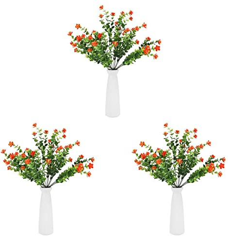 Janasiba 24 plantas resistentes a los rayos UV al aire libre, 8 ramas de plástico sintético verde arbustos plantas colgantes plantador de cocina oficina jardín naranja