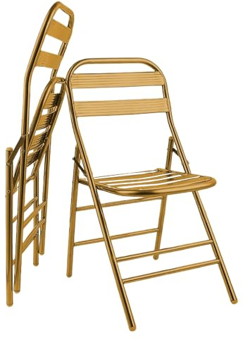 YEQING 2-pack rostfritt stål 304 fällbara stolar, bärbar sittplats för strand och camping, platsbesparande design för evenemang, kontor, bröllop, fester (gul)
