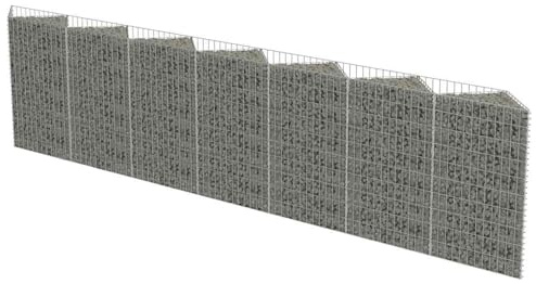 Gecheer Gabbione in acciaio zincato, struttura resistente per giardino, dimensioni 450x30x100 cm, letto rialzato per piante, aiuole e muri di sostegno