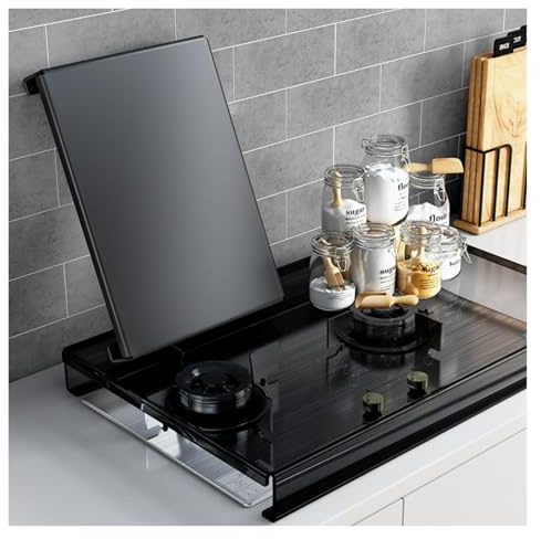 QSTGX Cubre Encimeras de Cocina Gas Soporte para Placa de Inducción Borde Plegado en L con Almohadilla Antideslizante para Encimeras, Fregaderos, Autocaravanas y Electrodomésticos(30x40x5cm)