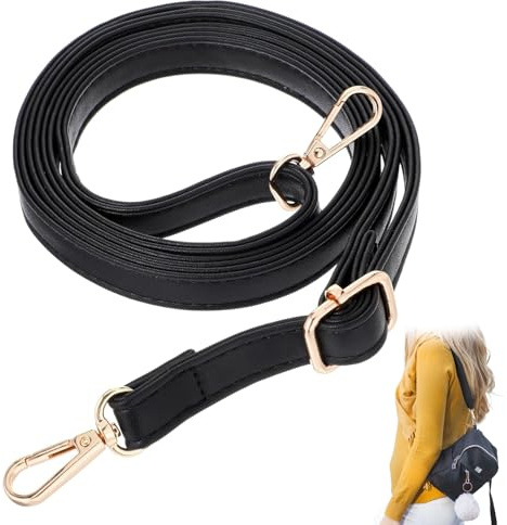 LEIIERUY Correa de Repuesto para Bolso, Negra de Piel Sintetica con Herrajes Plateados, Ajustable 75-135 cm x 1,5 cm, para Bandolera, Bolso de Hombro, Tote y Uso Diario