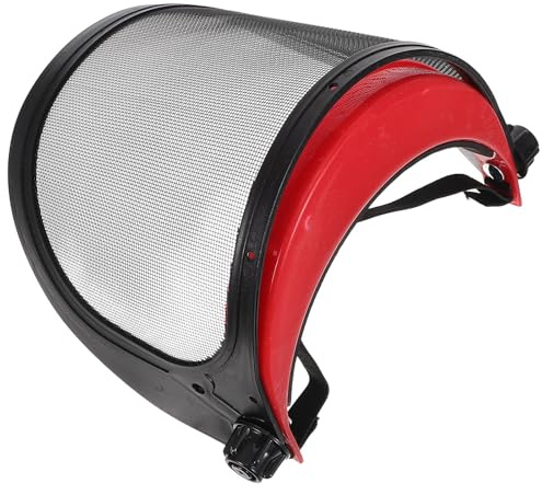 SHINEOFI Visière de Protection Rouge en Maille d'acier et Plastique, Confortable et Respirante, pour Jardinage et Soudure, Protège Le Visage des Débris Volants