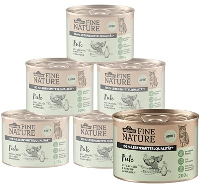 Dehner Fine Nature kattfoder vuxen, livsmedelskvalitet, put, 6 x 200 g (1,2 kg)