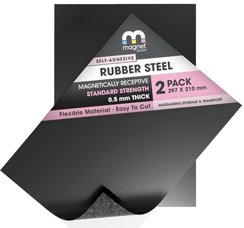 selbstklebend Gummi Stahl Ferrit Eisen Blatt/Rolle für magnetisch Bewegung Schalen und Magnet Anzeigen - 2 x A4 Sheet (297 x 210mm)