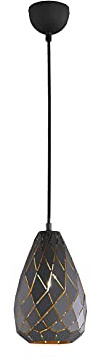 Trio Leuchten Pendelleuchte Onyx 301300142, Metall, anthrazit / innen goldfarbig, Kabel gewebeummantelt schwarz |