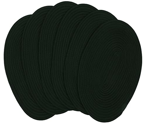 DAJAMAI 6 Pack Woven Placemats Fabric Tablemats, 12x16 inches Plate Chargers Cotton Weave Placemat Oval Braided Rattan Tablemats for Kitchen Dining Table Outdoor Party Wedding Decoration (Black)