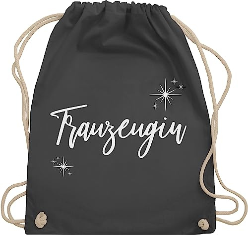 Turnbeutel Rucksack - JGA Junggesellenabschied Frauen - Trauzeugin Weiß Sterne - Unisize - Dunkelgrau - geschenke für brauttaschen bachelorette party juterucksäcke junggesellinnenabschied outfit