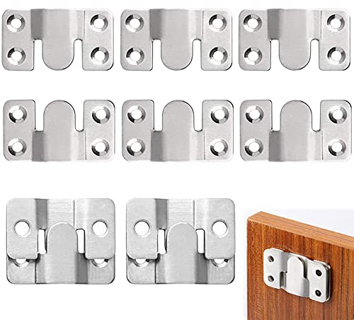 TONAUP 10 Stücke Unterputz Verdeckte Halterung, Edelstahl Möbelverbinder Haken, Bilderrahmen Haken, Ineinandergreifende Schnalle Kopfteil Möbelverbinder Haken, Sofa Möbel Bilderrahmen Spiegel