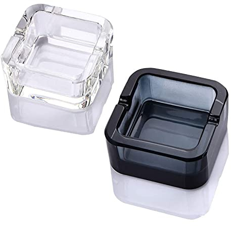 Lxuwbd Ashtray, Crystal Glass Ashtray (black White, small)